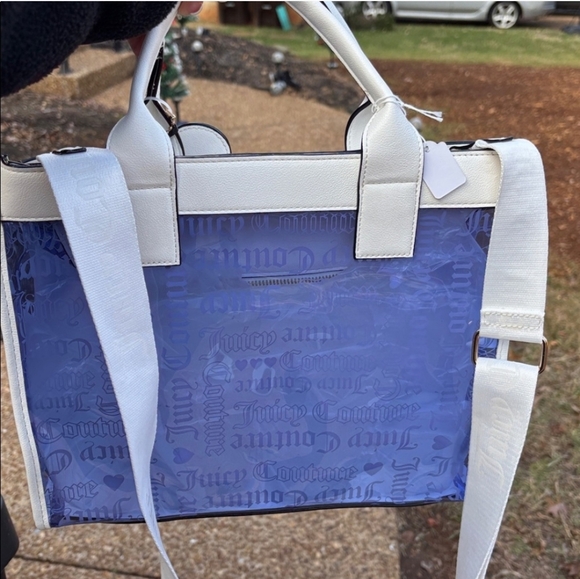 Juicy Couture White and Blue Tote Bag With Matching Cosmetic Bag - Picture 5 of 8